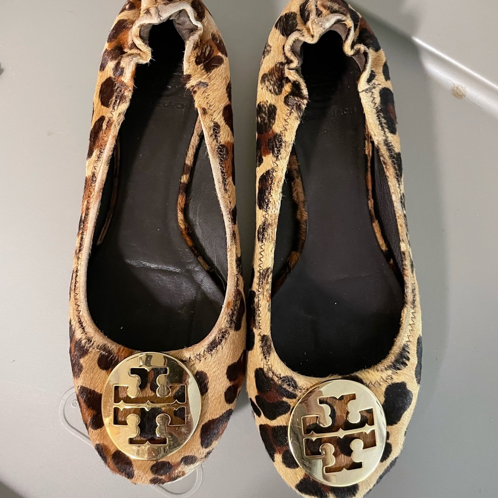 Tory Burch Reva Ballet Flats, Leopard print mohair, pony hair